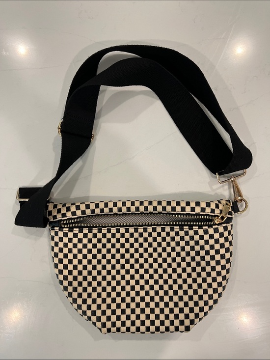 Handbags - Checkerboard Crossbody Belt Bag - Black & Cream